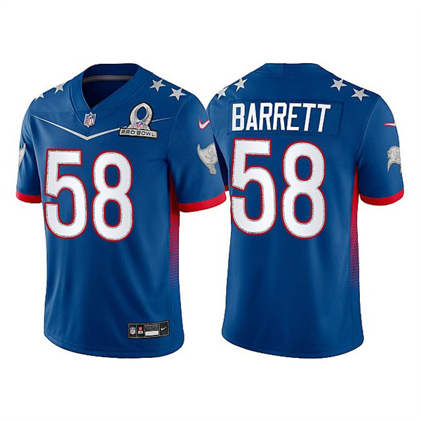 Men’s Tampa Bay Buccaneers #58 Shaquil Barrett 2022 Royal NFC Pro Bowl Stitched Jersey